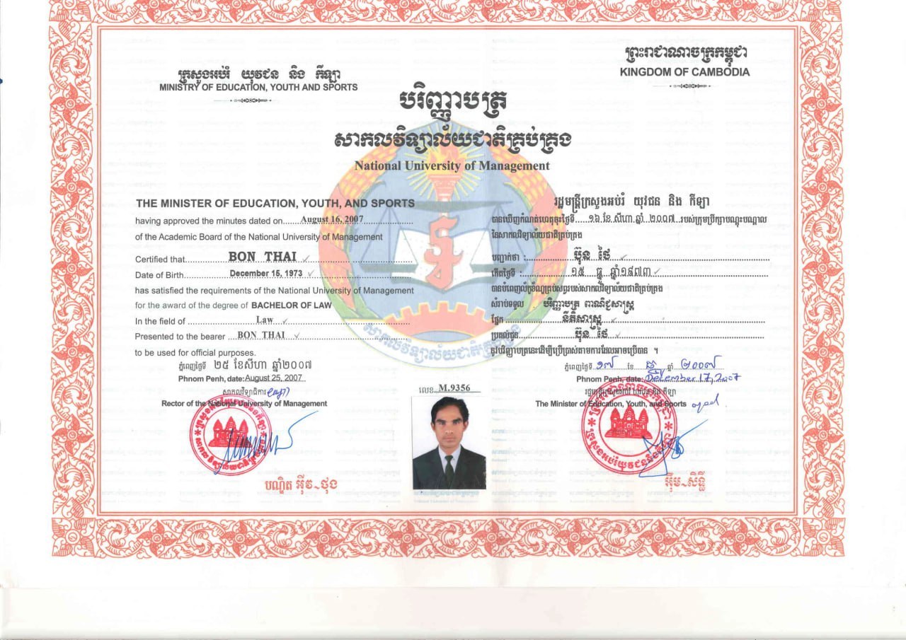 My Bachelor Degree of Laws.